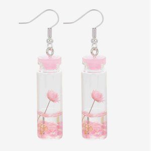 EarFleek Pink Flower Vial Dangle Earrings